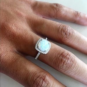 ❤️TOP SELLER❤️ Silver White Lab Opal Ring With CZ, Silver Rings, Wedding Ring